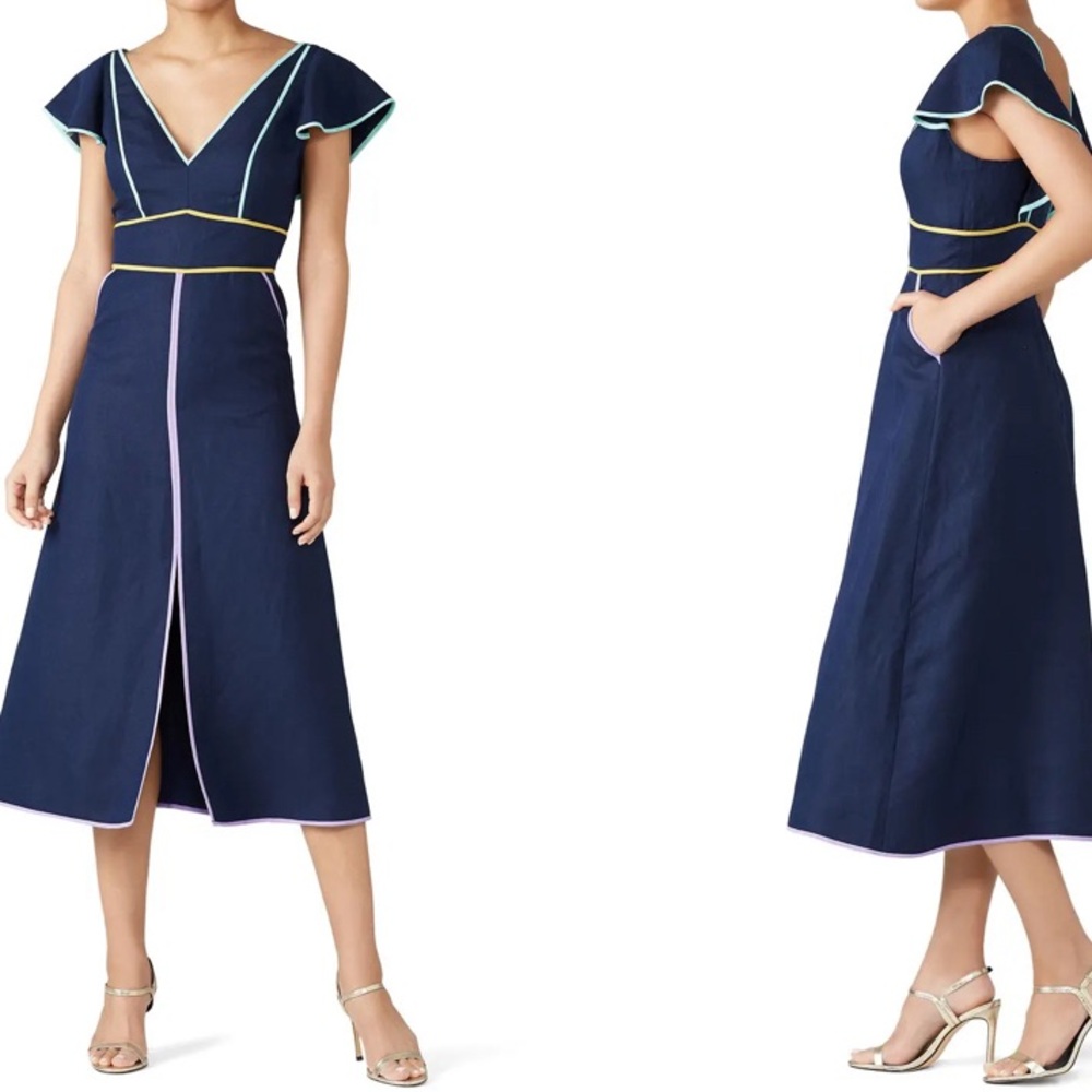 Kate Spade Blue Midi Dress with Elegant Design